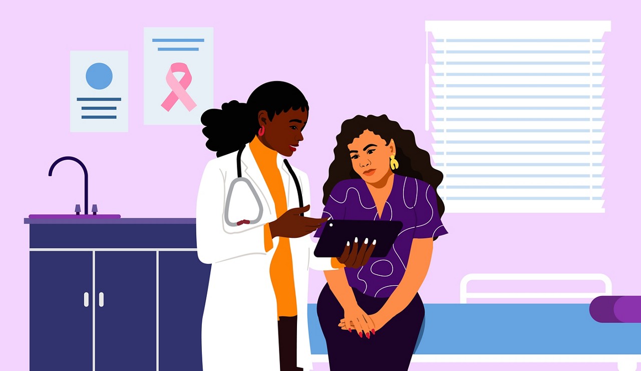 Female Healthcare Provider & Patient Illustration